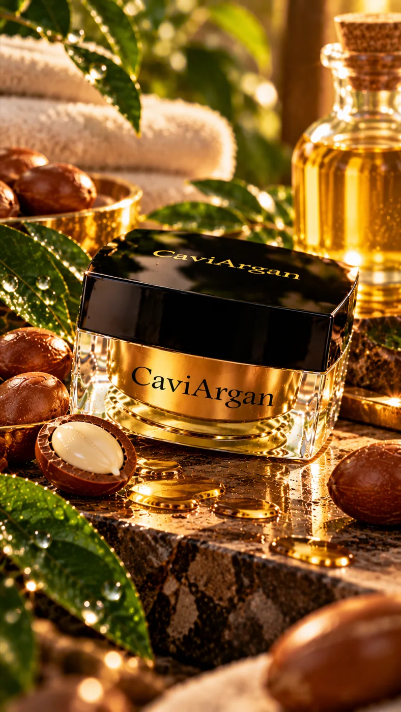 CaviArgan botanical-inspired product imagery